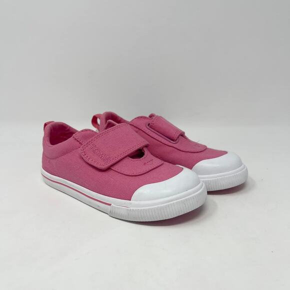 Toms Doheny Toddler Girls 9 Bubblegum Pink Canvas 2 Strap Easy On Sneakers - Picture 1 of 9